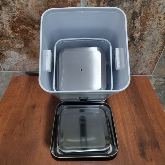 Nesting Square White & Silver Tin Cans Set of 3 - Picture 3 of 15